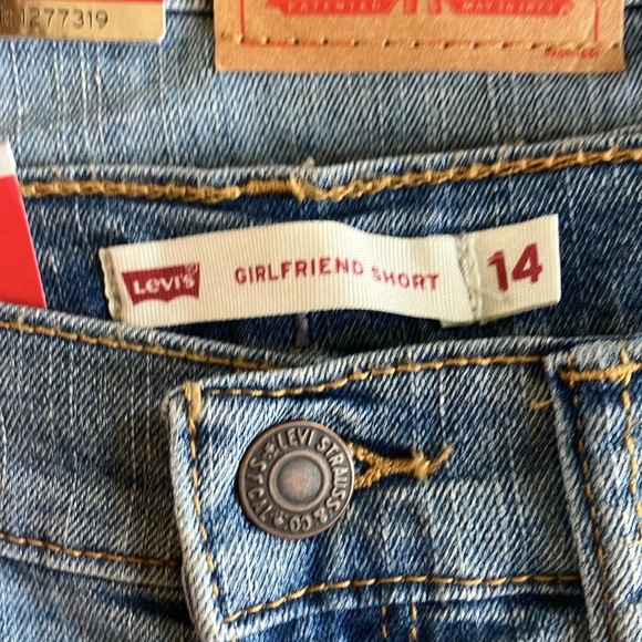 NWT Levi's Youth Girl’s Denim Jean Shorts Daisy Lace Detail Adjustable Waist Mid - Picture 8 of 8